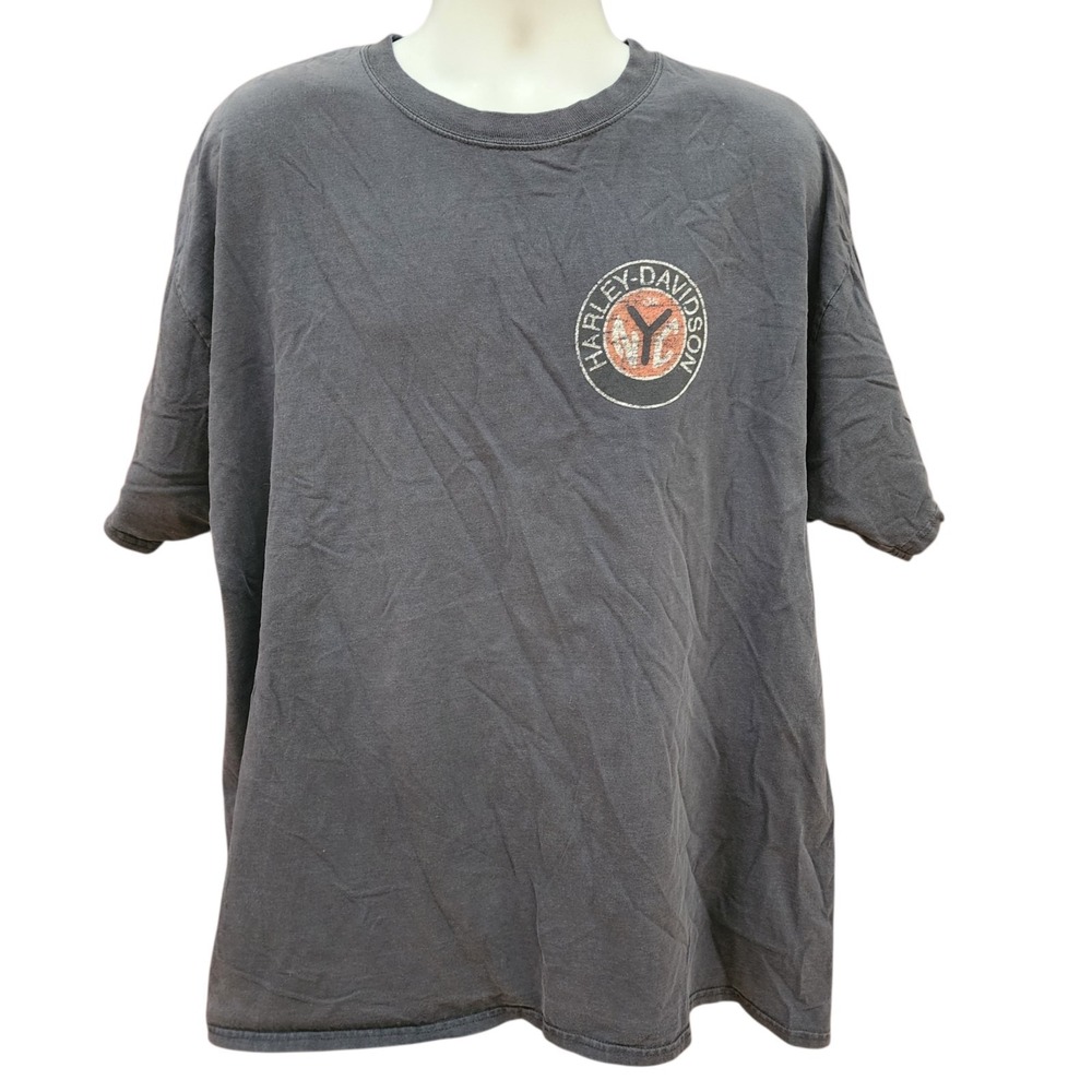 Harley-Davidson NYC New York City Black Graphic T-Shirt Men's 2XL Double Sided